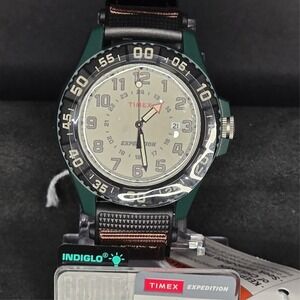Timex Expedition Watch Mens‎ Green Brown Indiglo Rugged Outdoor Sport